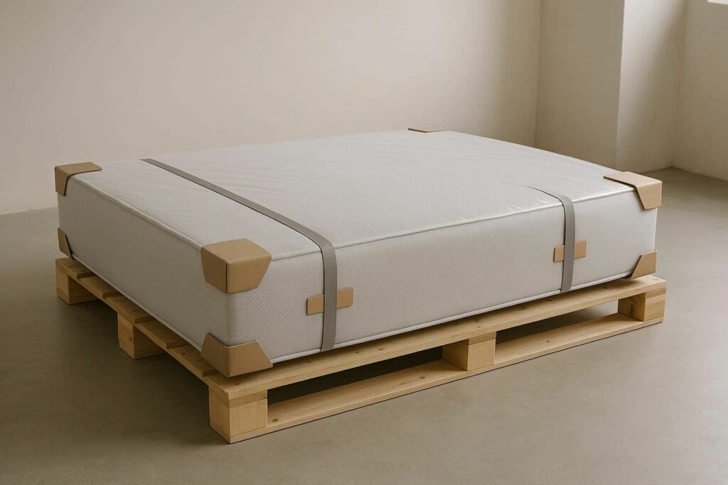 матрац, що лежить на дерев'яному піддоні