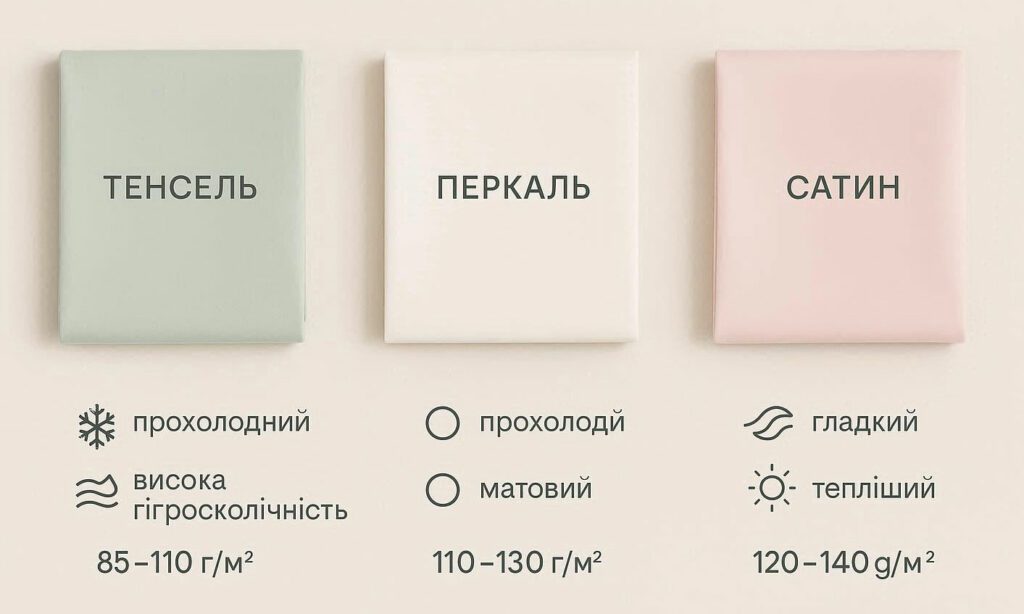 вибір матеріалу для постілі на літо: тенсель, перкаль, сатин