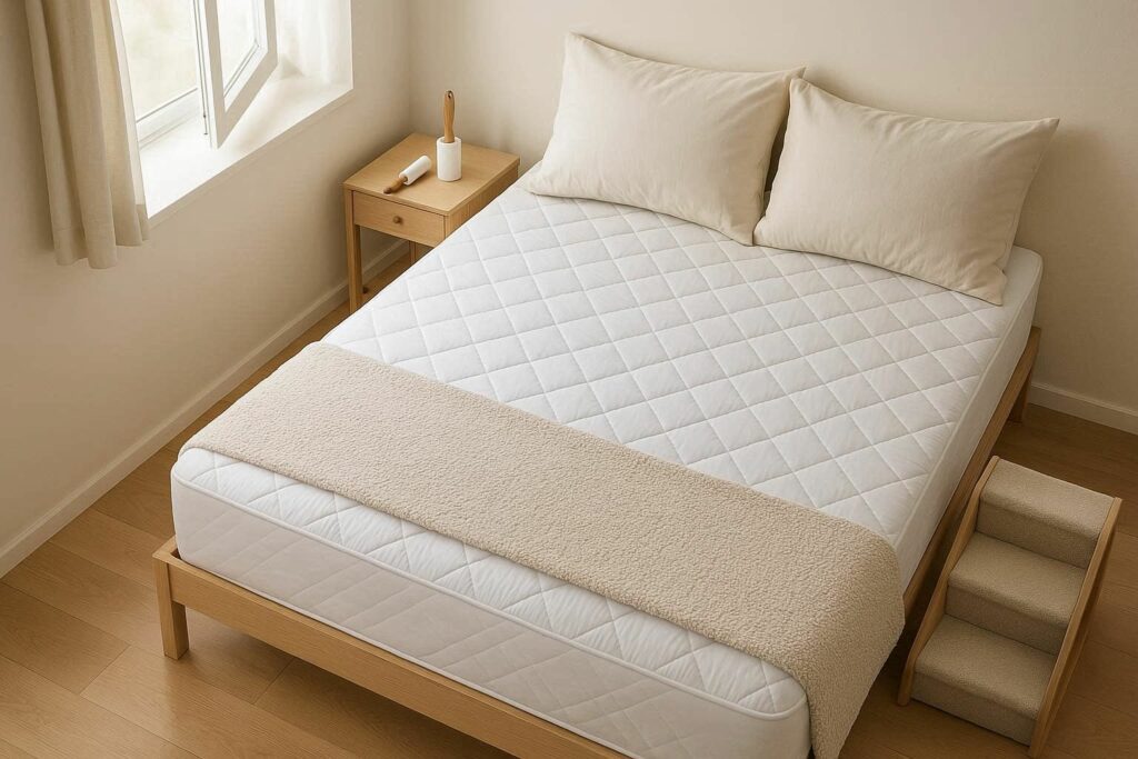 захищений матрац з водонепроникним чохлом, спеціальний килимок для домашніх тварин біля ніг ліжка